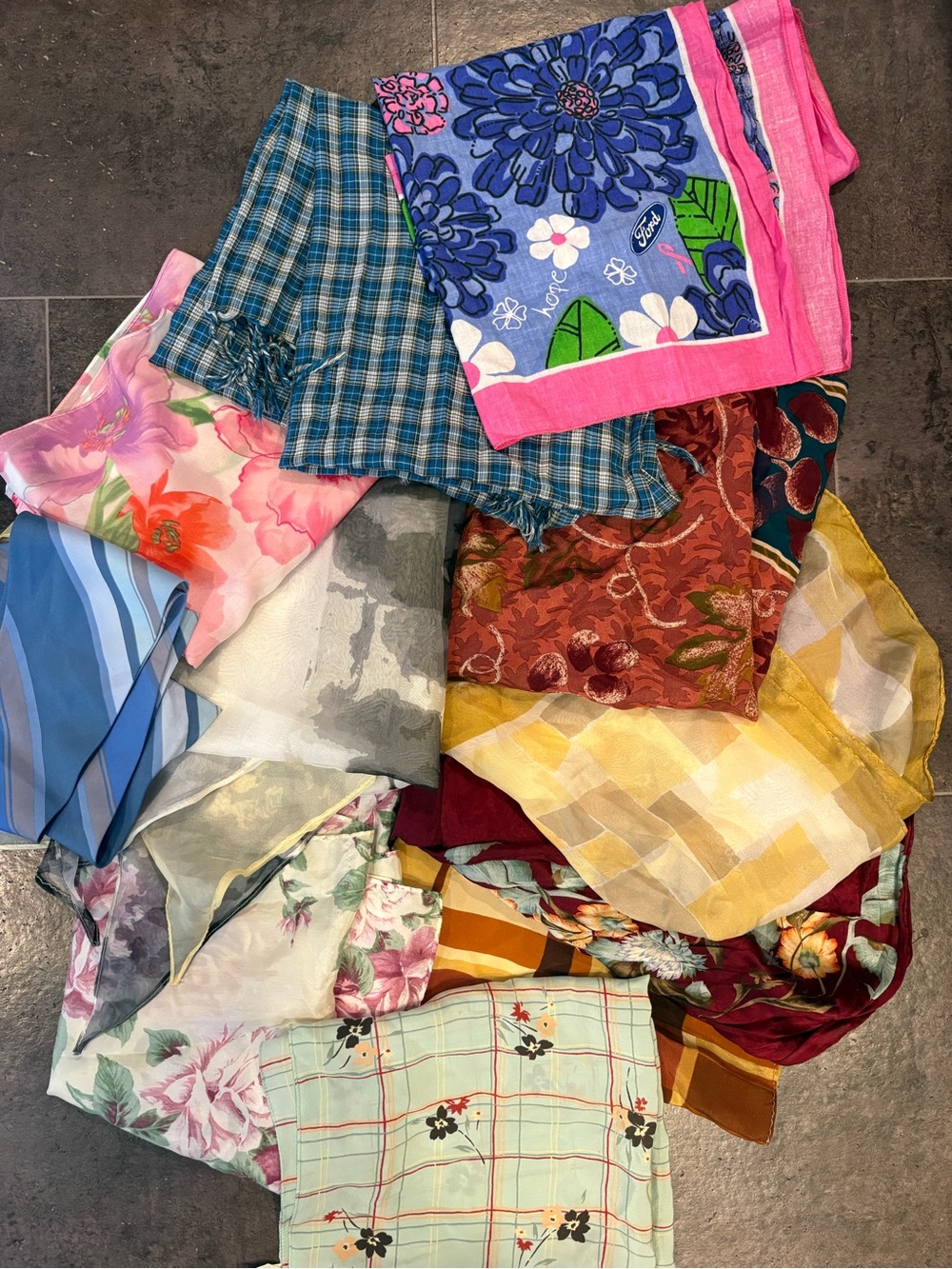 Assorted Scarves Vintage Silk Floral Cotton Gap Anne Klein Jones New York